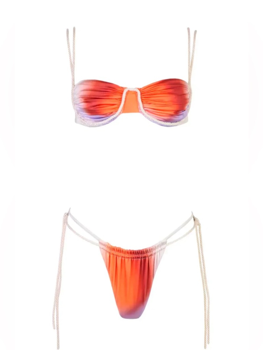 Baobab Collection Orange to Purple Ombre Rope-Trim Bikini - Picture 2 of 7
